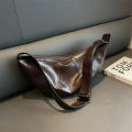 Female Banana bag High-quality Lacquer Women's Crossbody bag Large Brown Aesthetic handbag for Casual Daily use Fashion. 