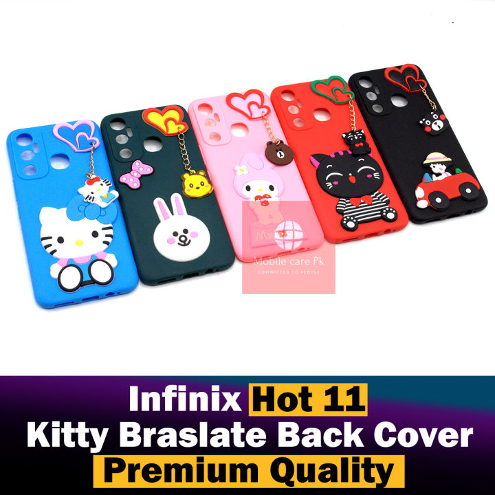 Infinix Hot 11 Back Cover Hello Kitty Braslate Chain Soft Hot 11 Case For Girls