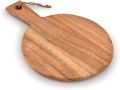 Wood Cutting Board Round with Handle for Chopping and Serving Charcuterie, Cheese, Pizza, Bread - Wall Décor. 