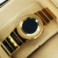 9052 Women Simple Bracelet Watch with Steel Strap Waterproof Electronic Watch - Gold. 