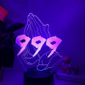 Juice Wrld Forever 999 Acrylic 3D LED Night Light Children's Bedroom Decorative Lamp. 