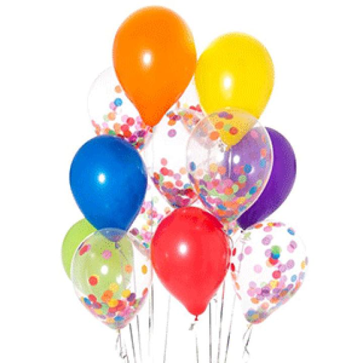5 MULTICOLORS BALLOON AND 5 CONFETTI FILLED BALLOONS ( PACK OF 10 LATEX BALLOONS )