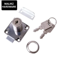 Draz Lock for Drawers, Cupboards, Desk, Wardrobe (with 2 Keys 4 Lock / Screws / Ring ) Silver, Chrome Finish Malik Hardware Original. 