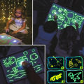 2 in 1 Magic Light Up Painting Drawing Board For Kids Portable Handwriting Toys For Boys & Girls Draw Sketch Art Educational Learning Drawing Slate For Kid Tracing Pad With Stickers & LED Pen Effect Glow In The Dark Art Doodle Color Fluorescent Sketchpad. 
