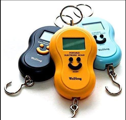 H.M   Portable Handy Pocket Smile 10Kg x 10g Mini Electronic Digital LCD Scale Hanging Fishing Hook Luggage Balance Weight Weighing Scales NOTE random color will be delivered
