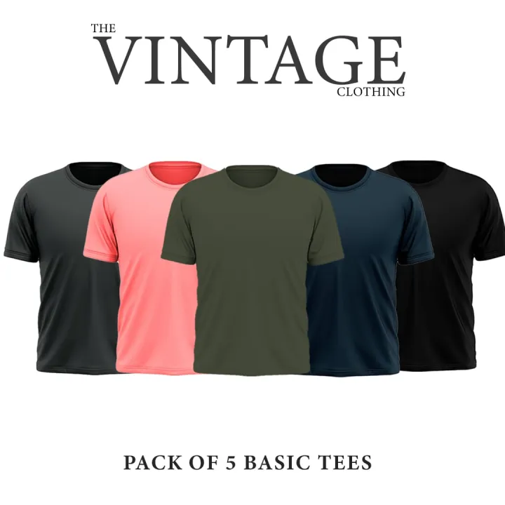 Vintage%20apparels%20Pack%20of%205%20plain%20half%20sleeves%20Multicolor%20Summer%20Friendly%20T-shirts%20-%20for%20Men%20-%20Image%206