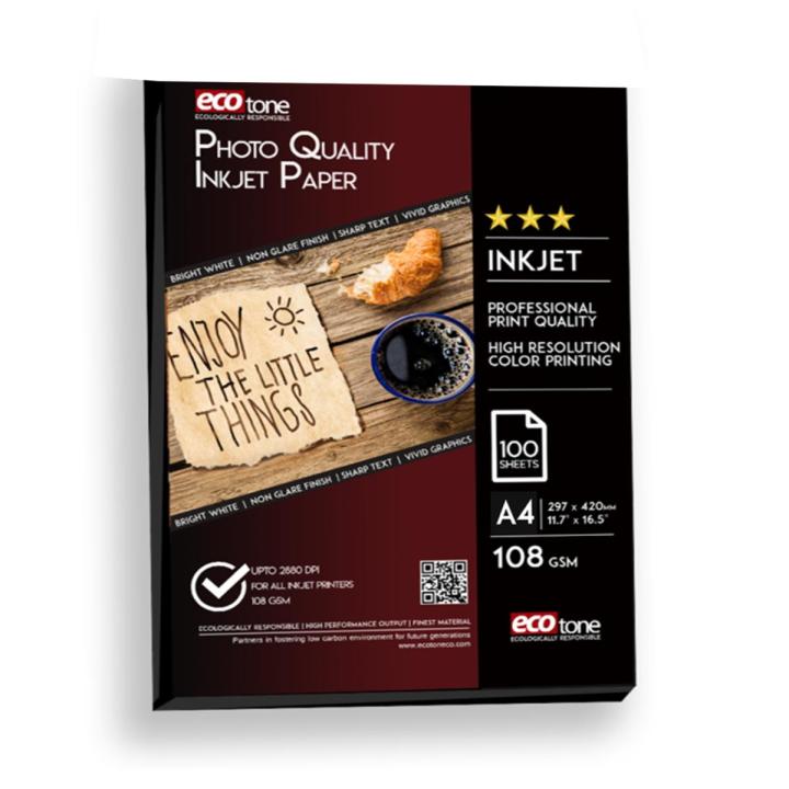 A4 Ecotone Photo Quality Inkjet Paper 108gm 100 sheets