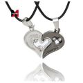 XM Wholesale Valentine's Day Heart Couple Pair Pendant Necklaces for Women Fashion Cute Romantic Crystal Rope Chain Jewelry. 