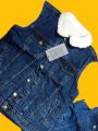Sleeveless Denim Jacket with Fur for men and women. 