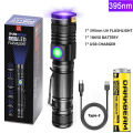 UV flashlight 365nm & 395nm Blacklight rechargeable USB, Wood's lamp ultraviolet black light LED Portable-detector. 