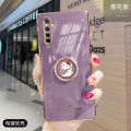 For Realme XT Cover + Ring Holder Stand Shiny Plating Square Bumper Phone Case Lens Protection Soft Silicone Shockproof Protective Back Cover. 