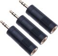 Jack Plug Adapter 3.5 mm Headphone Jack to Jack 6.35 mm Connector Female AUX Cable Converter Coupling Compatible with îPhòné, MP3, Laptop, Sámsùng Gáláxy S8, Hùáwei, OnePlus (Pack of 3). 