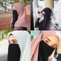 Niqab Patti Muslim Women's Facial Covering Headscarf in Black. 