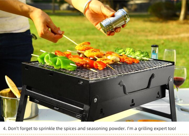 Charcoal%20Grill%20Barbecue%20Portable%20Grill,%20Stainless%20Steel%20Folding%20BBQ%20Grill%20Tabletop%20Outdoor%20Camping%20Picnic%20Burner/Barbecue%20Grill%20Portable%20Book%20Style%20-%20Image%206