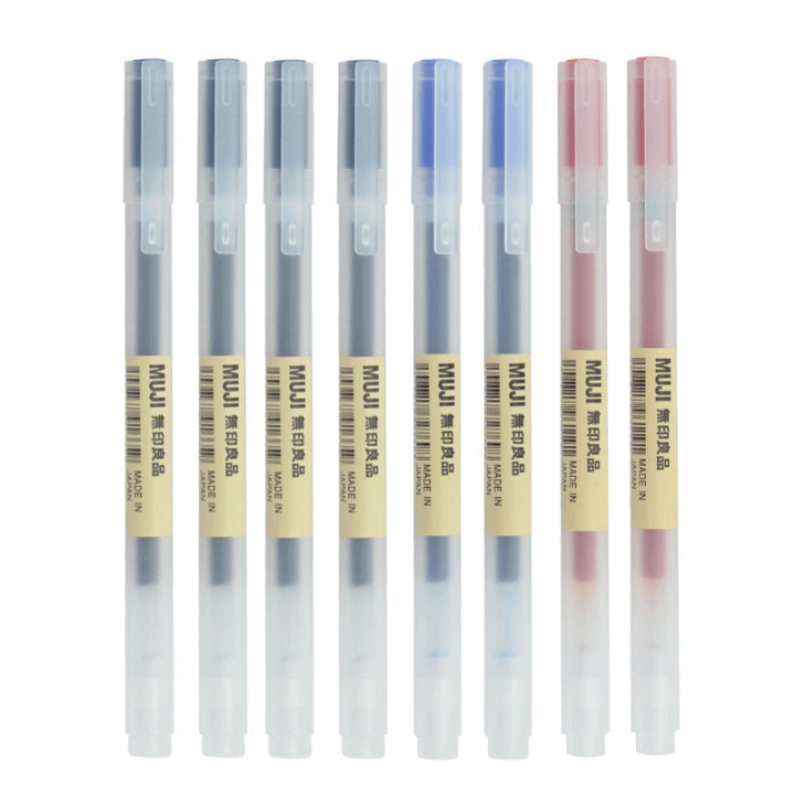 School ballpoint pen Japanese rice 0.5 0.38 millimeter black/red/blue 6/8 pieces/set Kawaii Muji gel pen millimeter ink Japanese color pen office and school stationery Buried Buzie