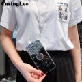 Casinglee for OPPO A15S / A15 case Shiny Ring Glitter Soft Transparent Holder Stand Back cover with String for OPPO A15 / A15S Phone cases cover Stars Moon Girls. 