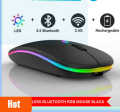 RGB Wireless Mouse - Slim & Silent 7 Colour LED Lights - Dual Mode 2.4G & Bluetooth Rechargable Portable Optical Office Mouse With USB Receiver - 3 Adjustable DPI Levels for Notebook, PC, Computer, MacBook. 