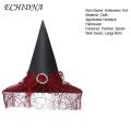 ECHIDNA Dark Witch Hat Large Brim Witch Hat with Lace Spider Web Design for Halloween Cosplay Party Buyers' Favorite Mesh Decorated Witch Hat. 