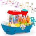 Transparent Gear Land-Ship Toy With Music & Lights 360° Transparent Lighting Rotating Cruise Ship- 3867. 