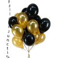 "Happy Birthday" Letter Foil Balloon Set, 13 Letters (Gold) with Shimmer Curtain, Star Foils and Metallic Balloons (Gold & Black) for Birthday Decoration (Gold & Black). 