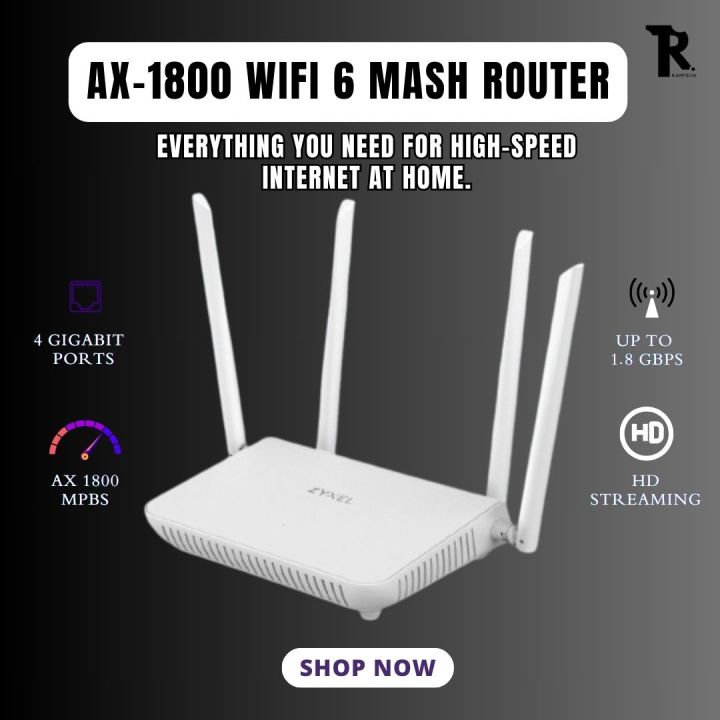 ZyXEL AX1800 Dual-Band Wireless Router (EX3220-T0) WiFi 6 Gaming Router, Latest router with wifi6 Technology (Branded Used)With Adapter Best Product Minimum Price