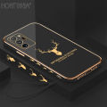 Hontinga for Samsung Galaxy Note20 Ultra Back Cover（Free Lanyard）Luxury 6D Plating Lucky Side Pattern Shiny Case Soft Silicone Square Mobile Cover. 