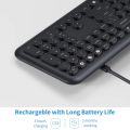 Jelly Comb Rechargeable Bluetooth Keyboard, 2.4G Wireless Multi-device Bluetooth Keyboard Switch to 3 Devices Compatible with iOS, Android, Mac OS, Windows. 