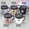 Coffee Travel Cup / Mug With Lid Spoon (Stainless Steel) BORREY Coffee Mugs Creative  Coffee Mug Warmer With Handle Metal Tea Cup 300-ml. 