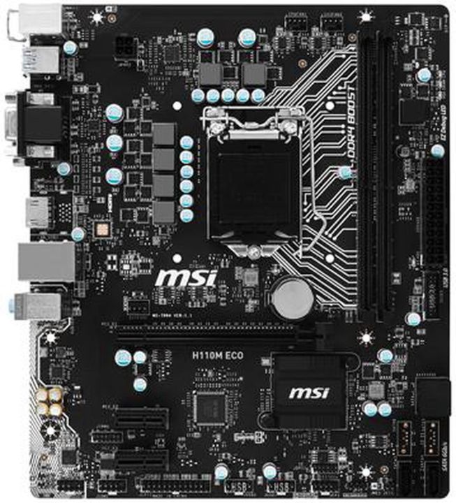 MSI H110M ECO LGA 1151 Intel H110 HDMI SATA 6Gb/s USB 3.1 Micro ATX Intel 6th & 7th Generation Support Motherboard (Used)