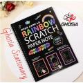 Art And Drawing Colorful Scratch Paper Drawing Pad With Wooden Pen For Kids, Students-Stationery Gifts. 