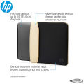 HP 14" Inch Black & Gold Reversible Neoprene Sleeve for Laptop/Chromebook/Mac. 
