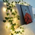 Premium Quality Plug Operated LED and Artificial Leaves "7"Feet Artificial Leaves Length Luminous Romantic and Aesthetic Look for Room and Party Decoration-Indoor and Outdoor-Main Door Balcony-Bedroom Vine Creepers. 