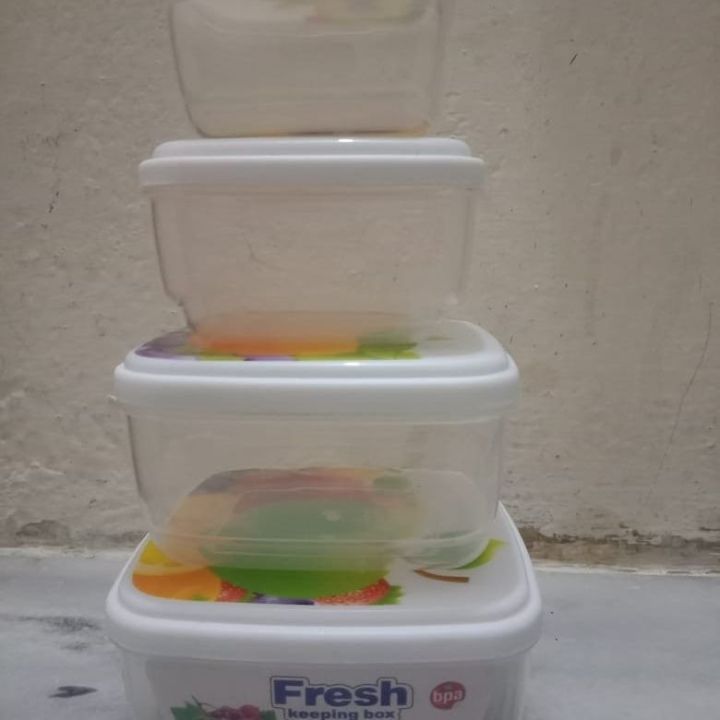 (4 in 1) Square Small (300ml 250ml 200ml 150 ml) Fresh Keeping Jars ...