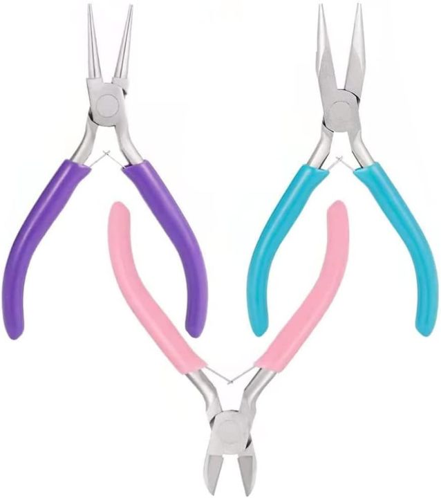 3-Piece Jewelry Pliers Set – Includes Needle Nose, Round Nose & Diagonal Pliers for Jewelry Making, Wire Wrapping, Beading & DIY Crafts