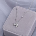 Sterling Silver Princess Bow Necklace Pendant Designed Luxurious Collarbone Chain. 