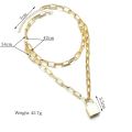 DIEZI Fashion Double layer Lock Gold Silver Color Chain Necklace Men Punk Link Chain Padlock Pendant Necklace For Women Jewelry. 