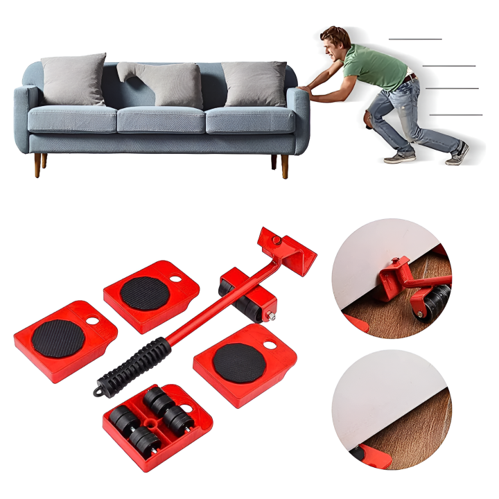 5 in 1 Heavy Duty Furniture Moving Tool Set with Lifter and 4 Mover ...