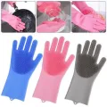 Magic Silicone Gloves with Scrubber for Cleaning Washing Reusable Rubber Scrub Gloves for Dish Washing Kitchen Household (1 Pair: Right + Left Hand). 
