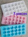 Set of 3, Ice Cube Tray Plastic Ice Tray Sakura Star Heart Shape. 