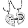 I Love You Stainless Steel Silver Pendant For Women - 2 Pcs. 
