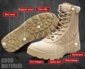 Long Outdoor Boots Breathable Desert Hiking DMS, Desert hiking boots, outdoor boots, breathable boots, mid-calf boots, microfiber boots, PU lining, lace-up desert boots, rubber outsole boots, hiking footwear, beige boots, black boots. 