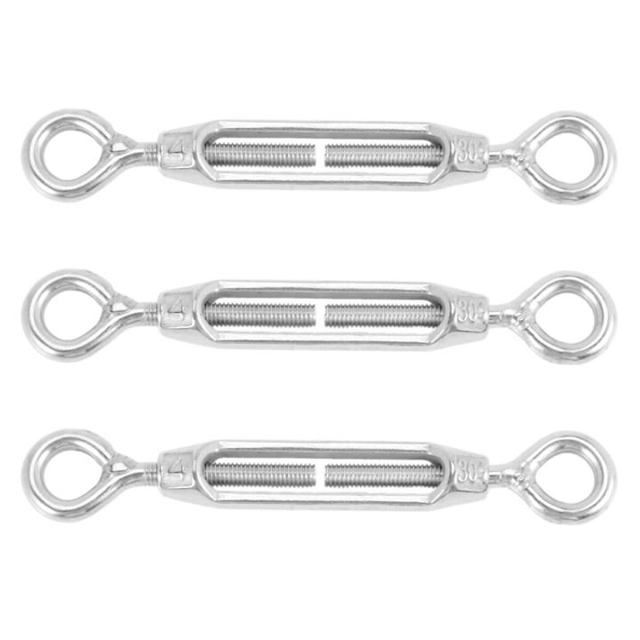 M4 Stainless Steel 304 Eye & Eye Turnbuckle Wire Rope Tension (5Pcs)