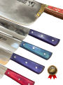 5 PCS QURBANI KNIFE SET- STAINLESS STEEL MADE BUTCHER KNIVES IMPORTED STEEL AND 1 1.25KG KAMANI TOKA-NAZIR KAMANI TOKA-STEEL KNIFE WITH FULL TANF HANDLE-PROFESSIONAL  BUTCHER KNIFE SET WITH BONE CUTTER CLEAVER. 