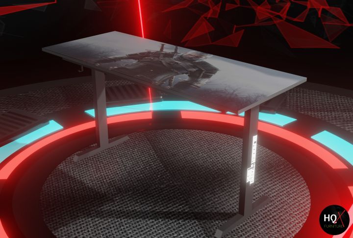 Professional 4ft Gaming Table - Computer Table ( Top is Printed Panaflex ) - RGB Lights Installed - Headphones Holder and Wire Management Hooks - Gaming / Study Table - High Quality - 1 Month Return Warranty