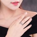 Woman Leaf Design Stainless Steel Wedding Engagement Cubic Zircon Ladies Ring Jewelry. 