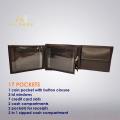 Genuine Leather Men's Zipper Coin Purse Cow Leather Wallet For Men Tri-fold Wallet Clasp Black Brown Coffee. 