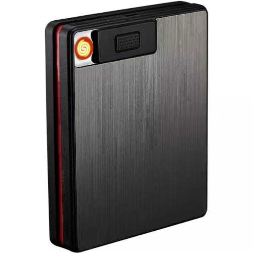 Cigarette Case Windproof 20PCS Cigarette Holder Case Charge USB Lighter-,  Metal Reachargable Cigarette- Boxes Gadget For Men Gifts