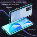 Biruiqu For OPPO Reno 6 Pro Magnetic Absorption Case Metal Frame Shockproof Double Sided Tempered Glass Magnetic Case Cover. 