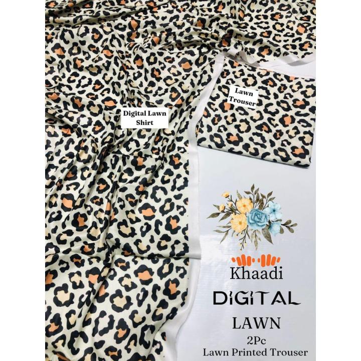 Lawn 2 piece dress , digital print 2 piece , unstitch , ladies suit , all over design with same trouser best quality dress