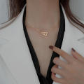 Silver Gold Double Heart Necklace Women Girls Party Clavicle Chain Necklace Gift Jewelry. 